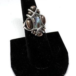 Carolyn Pollack Relios CP Sterling Silver Two Tone Mother Of Pearl Ring Sz 6